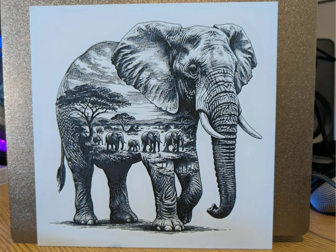 Double exposure elephant - hueforge