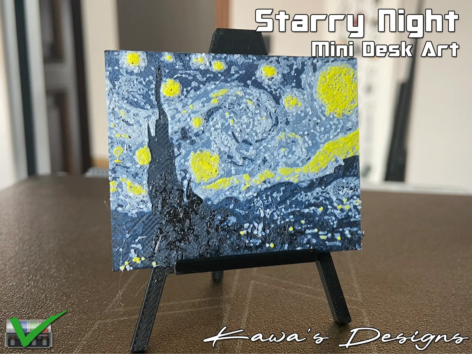 Mini Desk Art Starry Night (Vincent Van Gogh)